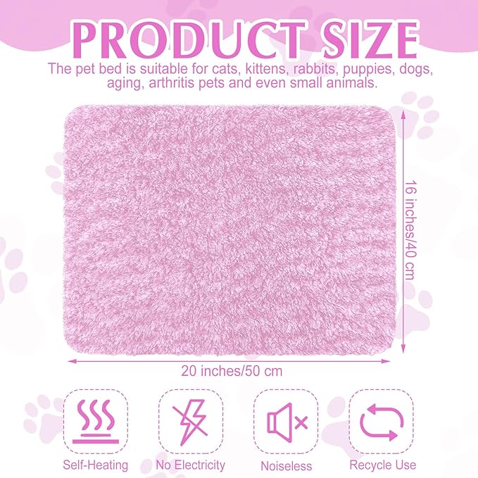 4 Pack Self Warming Cat Bed Indoor Self Heating Dog Cat Pad Washable Thermal Pet Kennel Pad Crate Bed Mat Reflect Body Heat for Outdoor(Pink,16 x 20 Inch)