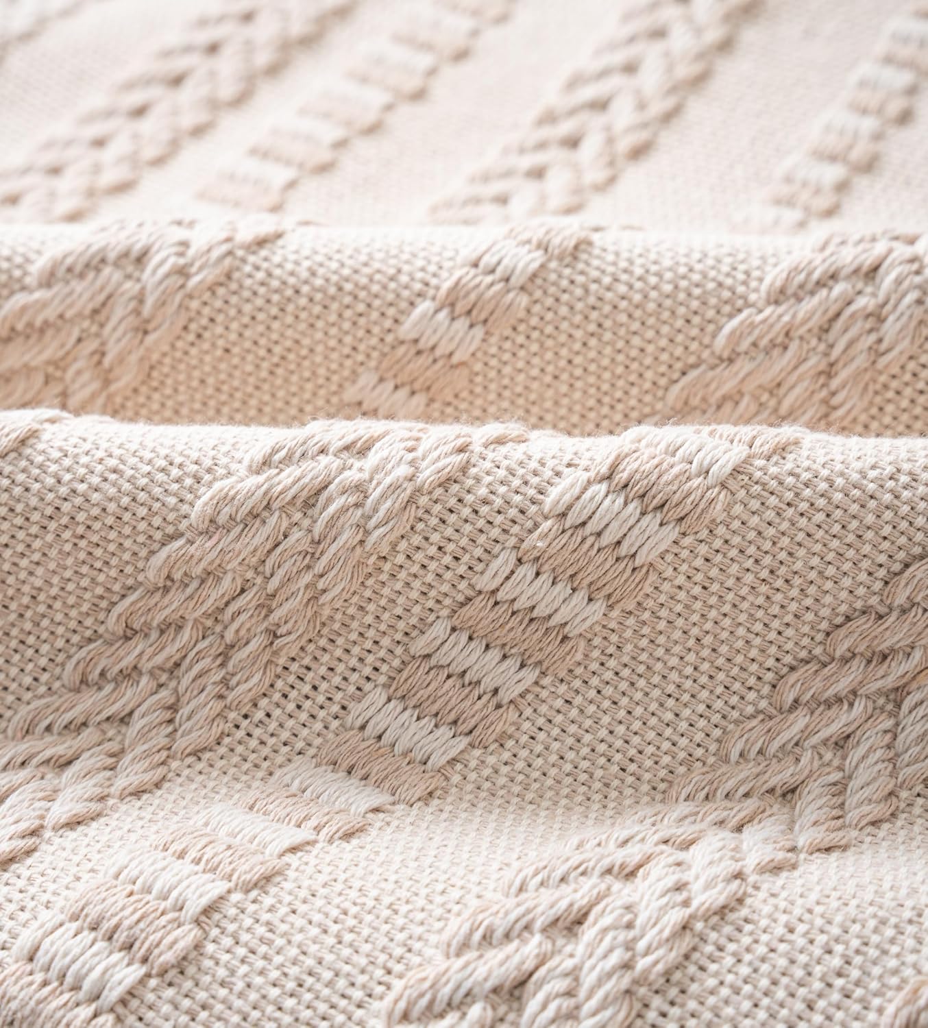 Boho Throw Pillow Covers 22x22 Inch Set of 2, Farmhouse Decorative Couch Pillow Cases, Beige Accent Pillows of Bed, Sofa Bedroom Living Room Home Decor Cushion Cover