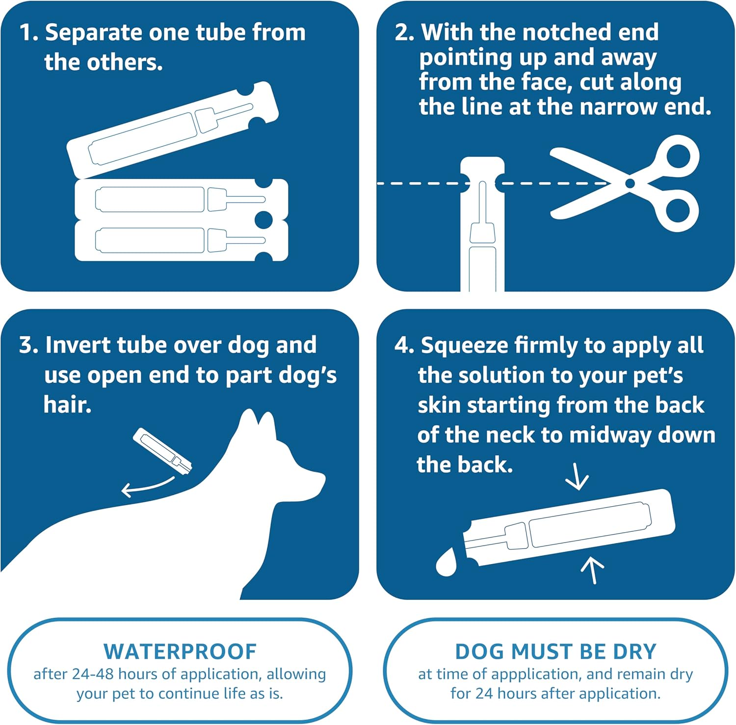 Amazon Basics Flea, Tick & Mosquito Topical Treatment for Medium Dogs (11-20 Pounds), 4 Count