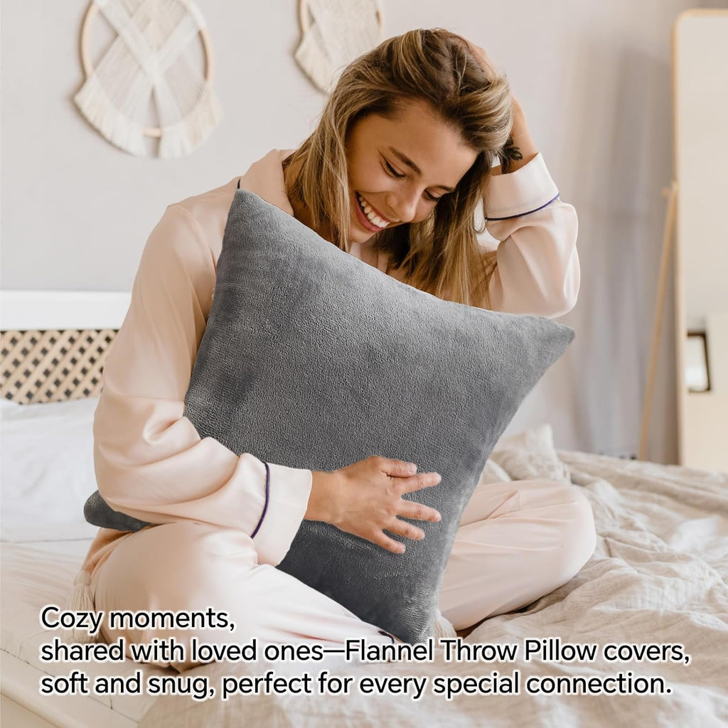 BEDELITE Velvet Pillow Covers 26x26 with Zipper, 2 Pack Super Soft Square Pillow Covers for Bedroom, Sofa, Couch,Luxury Cozy Fleece Pillowcases for All Seasons(26x26 Inches, Grey)