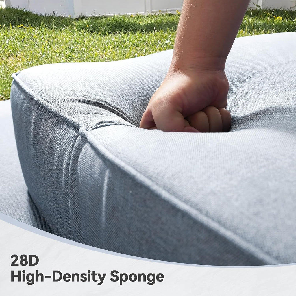 6" Thick Outdoor Cushions 22x24x6, 2-Set Deep Seat Patio Cushions with Removable Cover, Waterproof & Fade Resistant Replacement for Wicker Chair, Loveseat, Sofa - Baby Blue