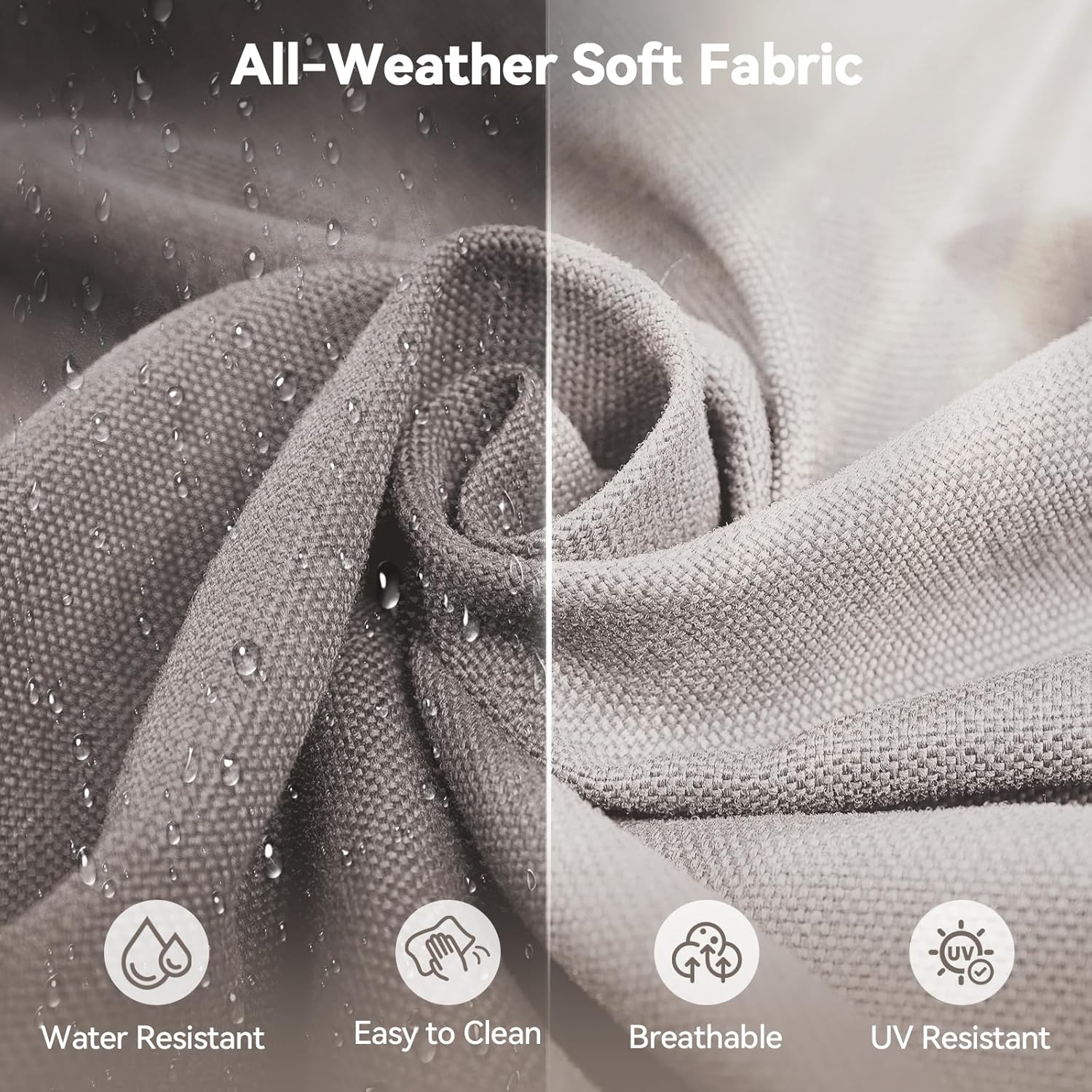 Luxury 6" Outdoor Cushions for Patio Furniture, 24x24x6" Thick Seat Cushion Set of 10, Fade Resistant Couch Chair Replacement Cushions High Density Deep Wicker Chair Cushion w/ Removable Cover, Beige