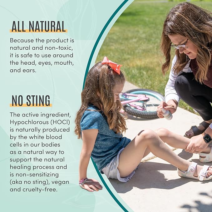 Active Skin Repair First Aid Healing Skin Spray - Natural & Non-Toxic with Hypochlorus Acid for Minor Cuts, Wounds, Scrapes, Rashes, Sunburns, & More, 3 oz