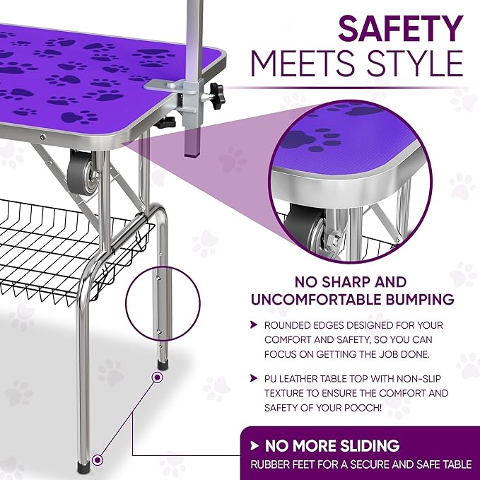 45" Dog Grooming Table with Set of 6 Grooming Loops for Dog Groomers Bundle - Adjustable Height Grooming Table 300lb, Dog Grooming Table Arm with Adjustable Dog Grooming Loops - Dog Grooming Supplies