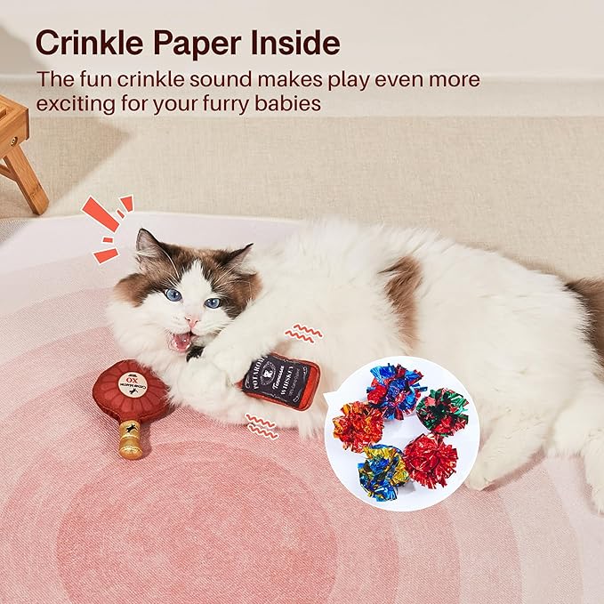 Potaroma Liquor-Simulation Cat Toys 2Pcs Catnip Crinkly Sound, Durable Kitten Bite Kicker Toys, Indoor Feline Exercise 4.5 Inches for All Breeds