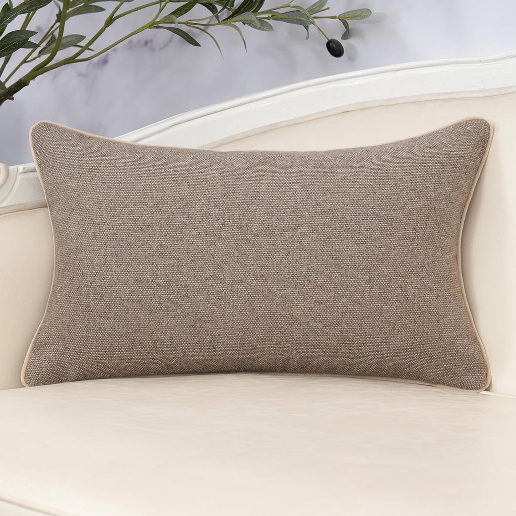 Yangest Neutral Floral Pillow Cover 12 x 20 Inches, Vintage Chenille Rectangle Throw Pillow Cover Soft Decorative Farmhouse Accent Couch Pillow Cover for Living Room Bedroom, Coffee Brown