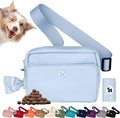 Puppington 3-in-1 Crossbody Dog Walking Bag & Treat Pouch with Matching Planet Safe Poop Bags & Built-In Dispenser - Dog Mom Gift for Puppy Training with Zippered Pockets (Ice Blue)