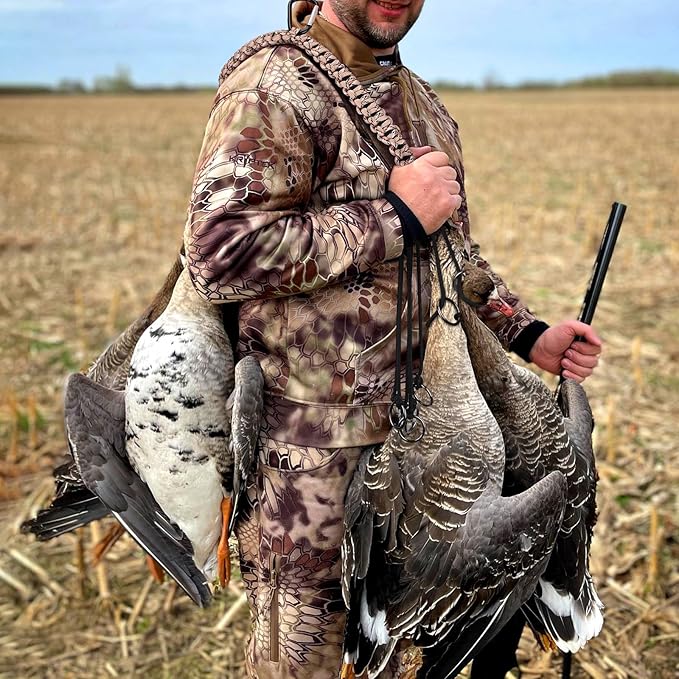 TOBWOLF Duck & Bird Tote with 12 Drops Slip Ring, Metal Loop Goose & Duck Hanger, Waterfowl Tote, Dove Bird Carrier, Paracord