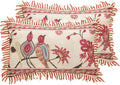 patdrea Designer Throw Pillow Covers 12"x20",Vintage Flowers and Bird Pattern Linen Pillowcases with Tassel Edges Pillows Cover for Couch,Decorative Lumbar Cushion for Living Room Outdoor,Set of 2