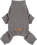 Fitwarm Mock Neck Knitted Dog Pajamas, Warm Winter Clothes for Small Dogs Boy Girl, Pet Pjs, Grey, XXL