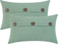 HWY 50 Sage Green Chenille Throw Pillow Covers 12x20 Inch with Triple Buttons, Soft Spring Farmhouse Accent Decorative Cushion Cases for Couch Sofa Bed Living Room Pack of 2 Rectangle