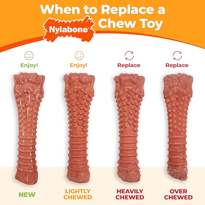 Nylabone Power Chew Classic Bone Chew Toy for Dogs, Durable Dog Toys for Aggressive Chewers, Bacon Flavor, Medium/Wolf - Up to 35 lbs. (1 Count)