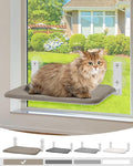 keny Cordless Foldable Cat Window Perch, Reversible Cover with Two Different Kinds of Fabrics, Brown