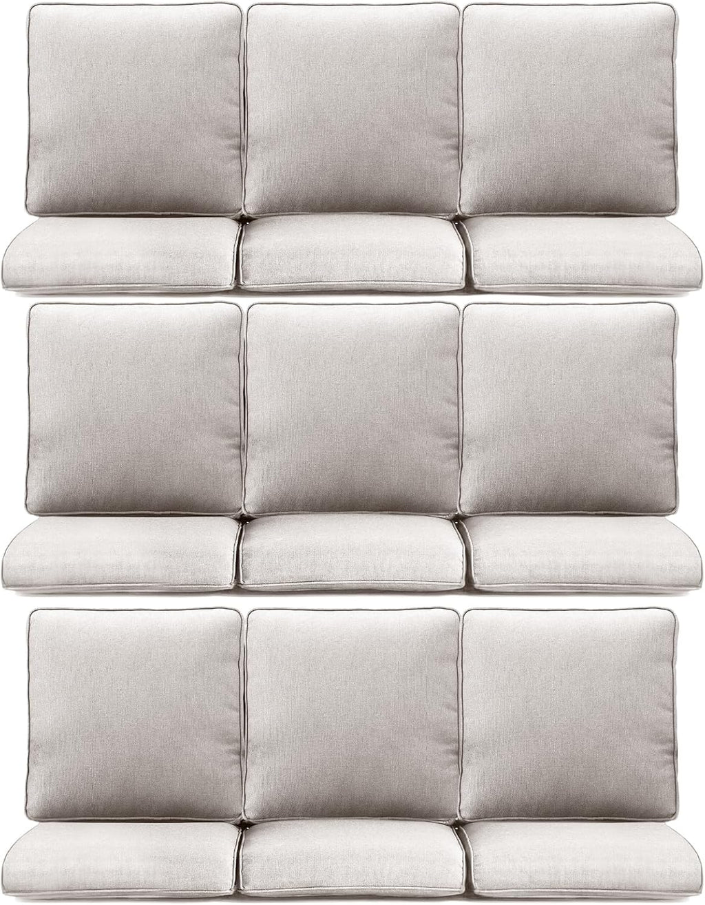 9-Piece Outdoor Patio Cushion Set - Fade & Water Resistant with Removable Olefin Cover, 22x24x4 Inch Memory Foam Cushions for Wicker Sectional Sofa – Beige/Regular