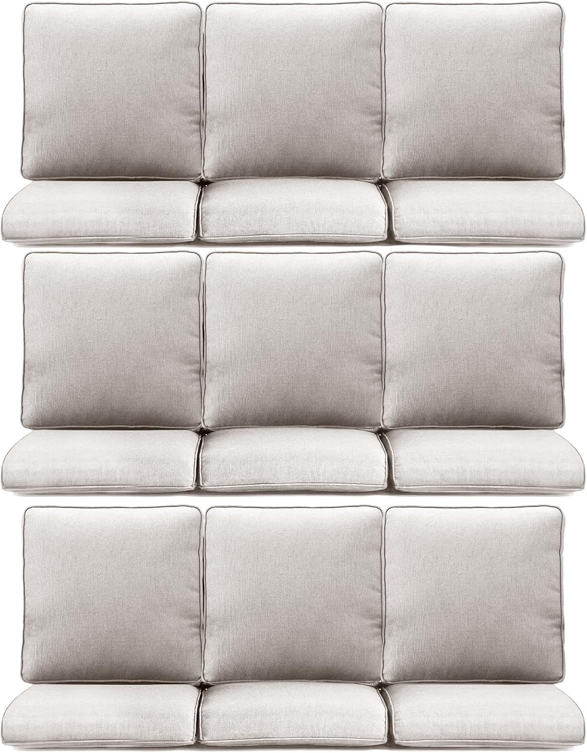 9-Piece Outdoor Patio Cushion Set - Fade & Water Resistant with Removable Olefin Cover, 22x24x4 Inch Memory Foam Cushions for Wicker Sectional Sofa – Beige/Regular