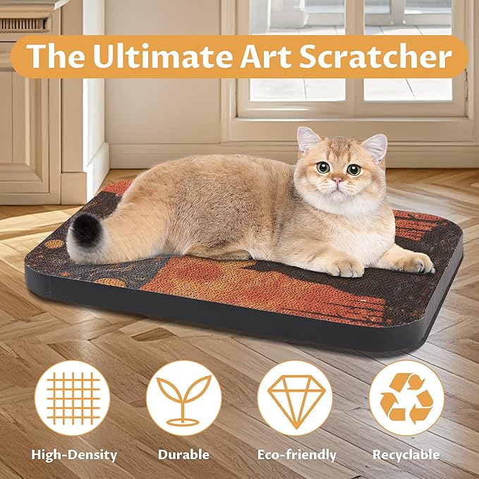 2 Pack Art Cat Scratcher, Wall-Mountable Cat Scratch Pad, Wall Cat Scratcher 16.7x11x1 Inch Cat Scratching Board for Indoor Cats Toy(Window & Starry Night)