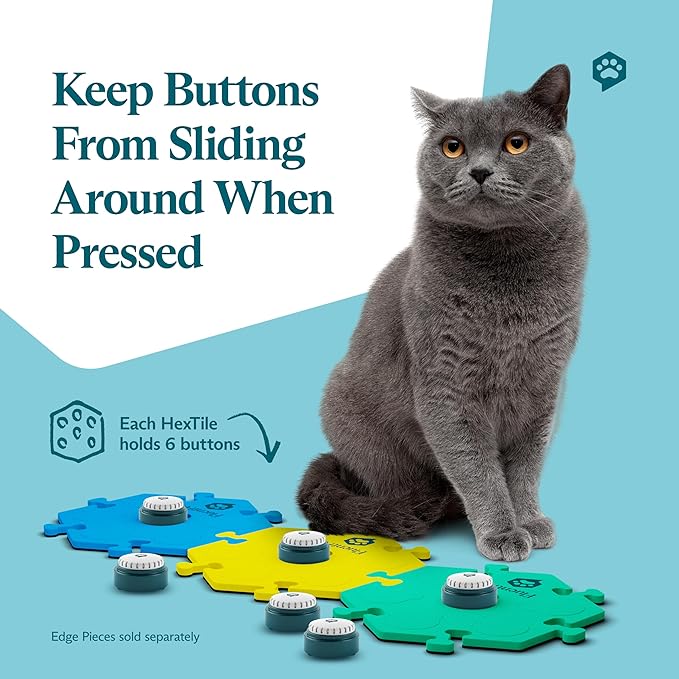 FluentPet Speak Up! Get Started Kit with Clearer Upward-Facing Sound | 6 Recordable Buttons w/Pre-Installed Batteries & 3 HexTile Button Mats | Training Dog & Cat Communication Buttons