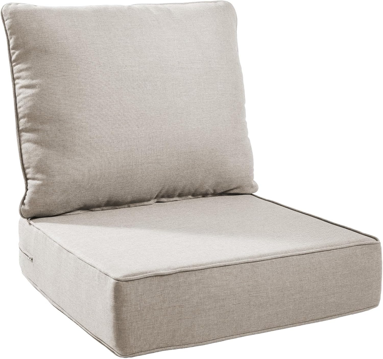 6" Thick Outdoor Chair Cushions - 24"* 24" Patio Furniture Cushions with Water Resistant & Removable Cover, 28D High Density Sponge Patio Cushion for Outdoor Furniture Couch Chair Beige
