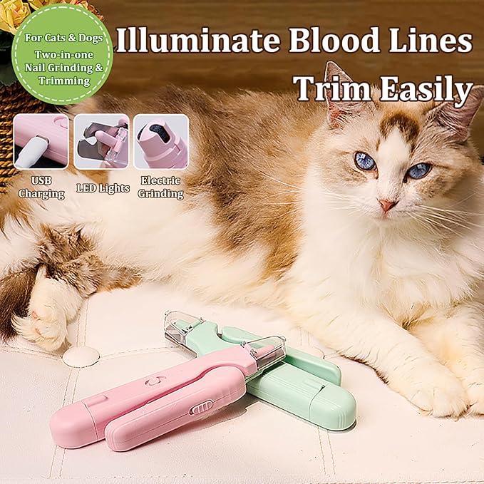Pupnourish Nail Trimmer, The Safetrim by Pupnourish, 2 in 1 Nail Clipper and Grinder with Light, Grinder Silent, Splash Guard, Suitable for Dog & Cat (White)