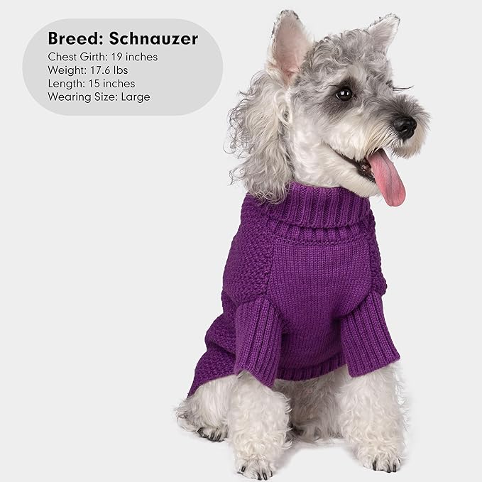 cyeollo Dog Sweater Pullover Turtleneck for Dogs Girl, Classic Knitwear Fall Winter Cold Weather Doggie Clothes Warm Pet Apparel Small Dog Sweaters, Purple S