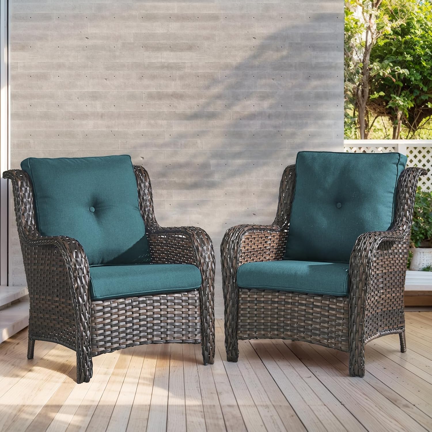 Outdoor Chair Cushions-Patio Chair Cushions Set with Removable Cover 22 X 25 Inch Outdoor Cushions for Patio Furniture Chair Sofa Couch-Peacock Blue