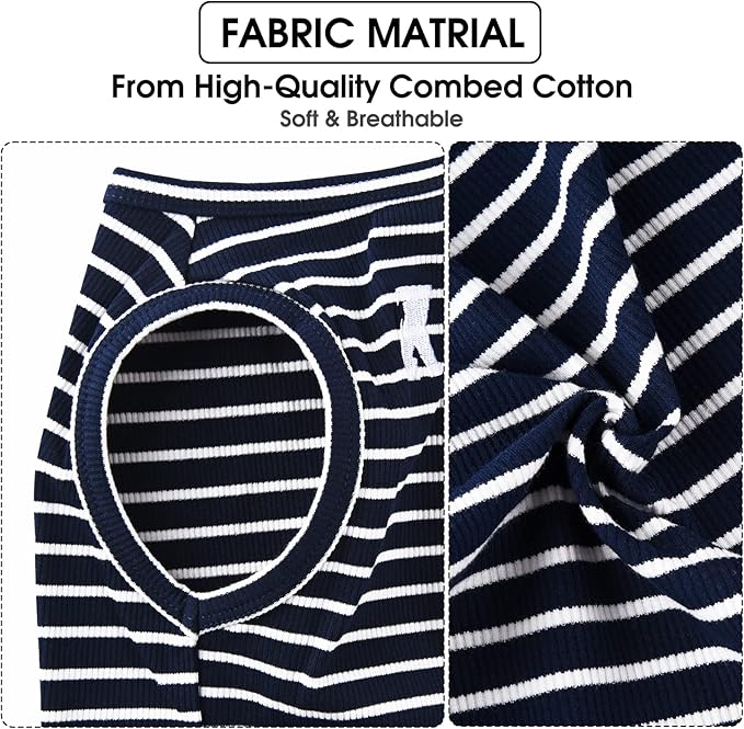 Koneseve Dog Shirt Vest Lightweight Stretchy Dog T-Shirts Soft Cool Sleeveless Stripe Vests Breathable Clothes for Puppy Kitty Cats Small Medium Large Dogs 2 Pack Red + Blue [ 3XL ]