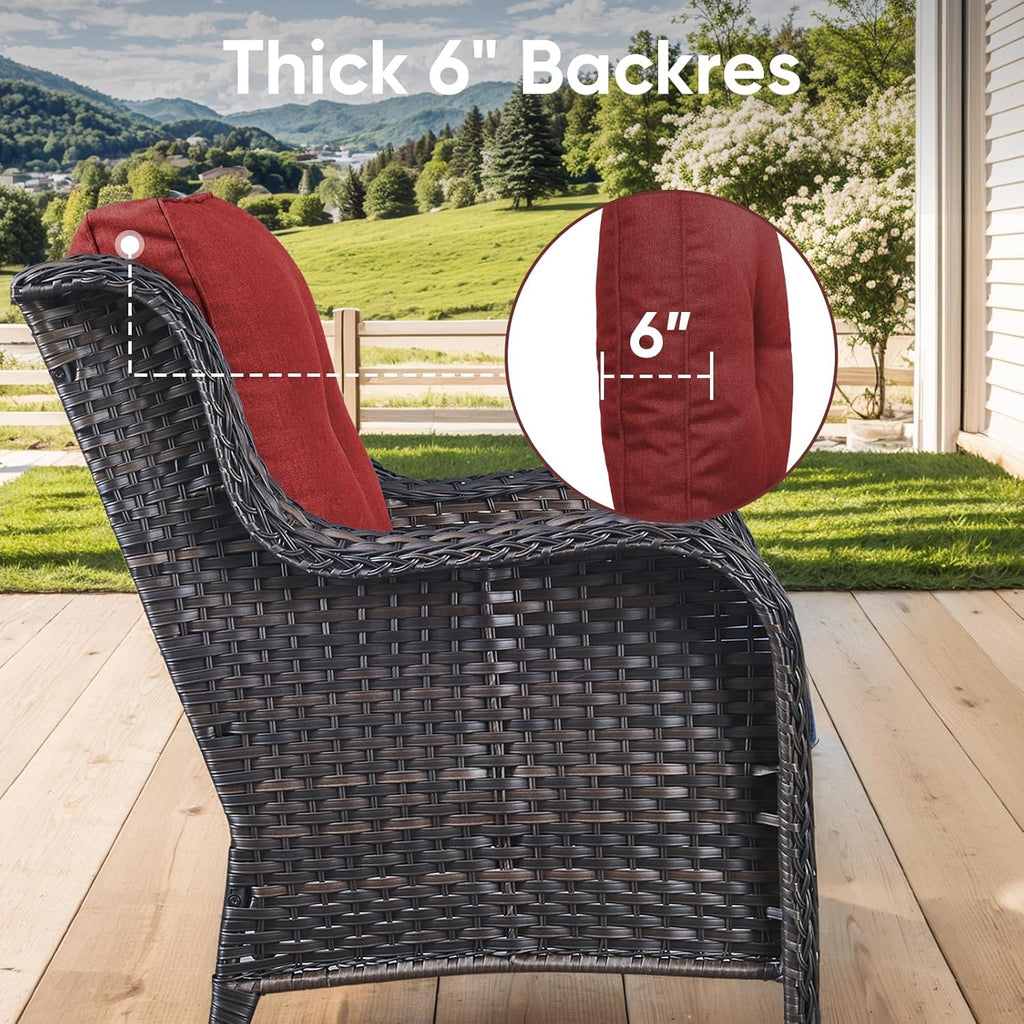 Patio Chair Cushions 4 Packs - Outside High Back Thick Water-Resistant Cushion 22x24 with Zipper Cover for Outdoor Glider Rocking Chairs Loveseat Couch – Red/Buckle