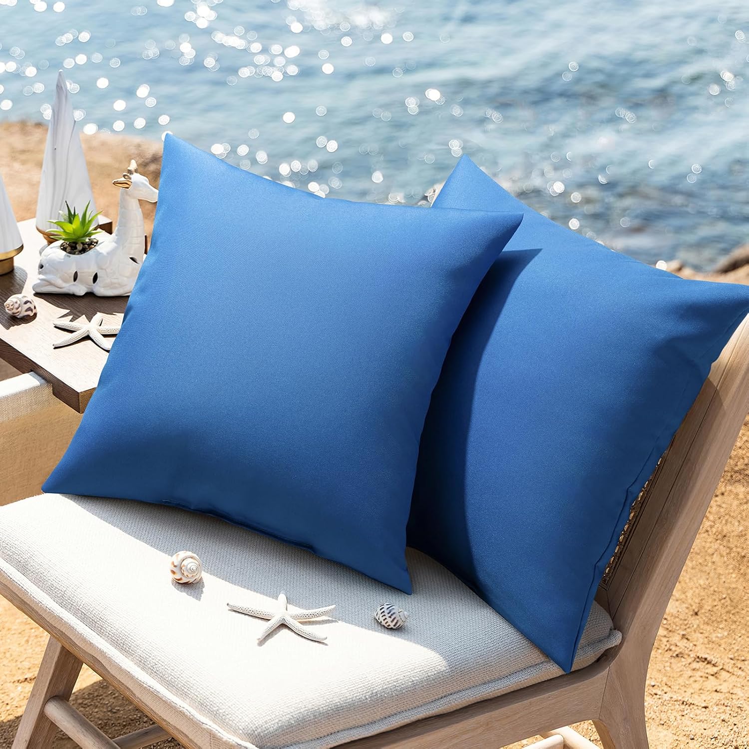 Phantoscope Pack of 2 Premium Dual Usage Outdoor Pillow Inserts, Waterproof Throw Pillows No Cover Needed, Colorful Decorative Couch Sham Cushion Stuffer Patio Couch Tent, Blue 12 x 20 Inches