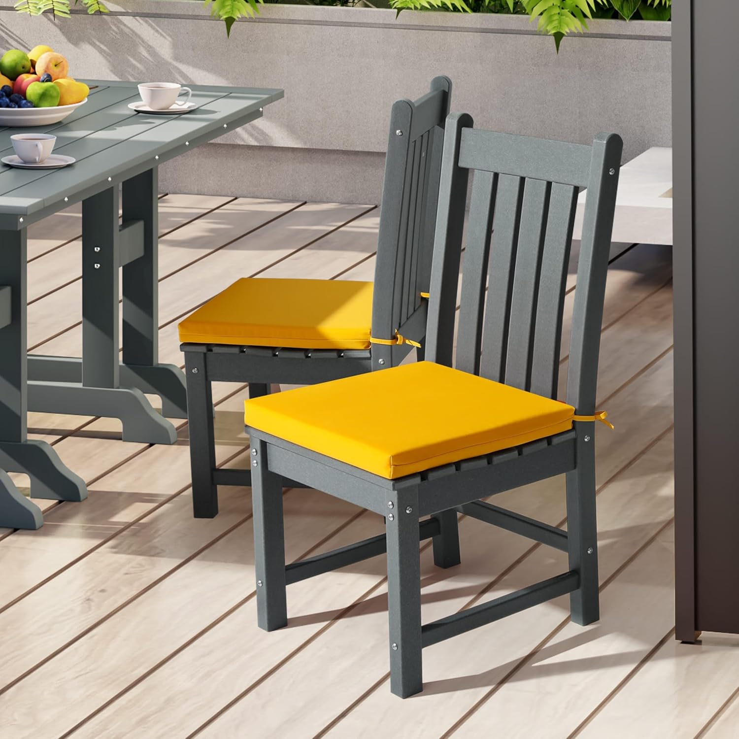 WestinTrends Solace Outdoor Patio Kitchen Dining Chair Square Seat Cushions Set of 4, 19 x 17, Yellow
