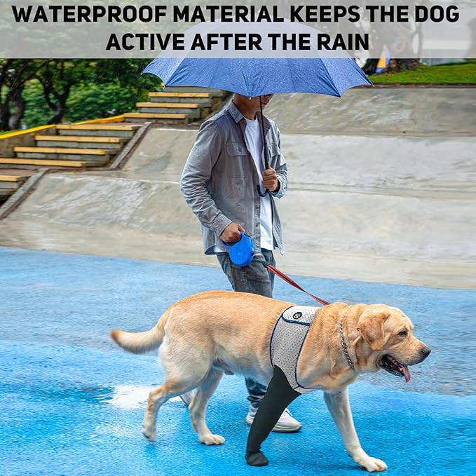 COODEO Dog Socks to Prevent Licking Paws, Healing Boots & Paw Protectors with Non-Slip Bottoms for Wound Protection, Waterproof Sleeve Shoes for Licking（Grey，XL_Left