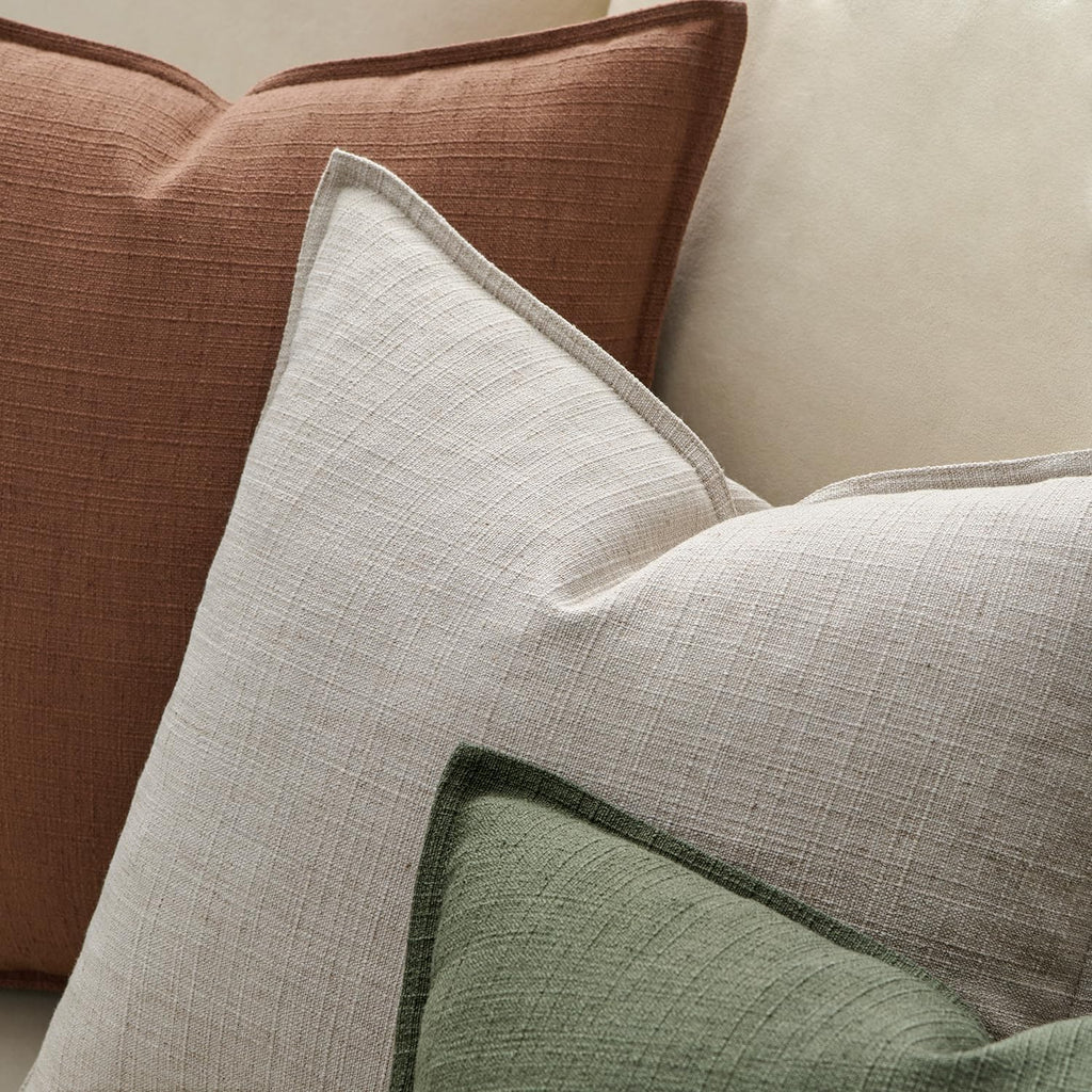 MIULEE Decorative Pillow Covers 18x18, 2 Pack Boho Farmhouse Neutral Throw Pillows for Couch, Thick Textured Modern Linen Cushion Cases Sofa Bed Living Room Home Decor, Natural Linen