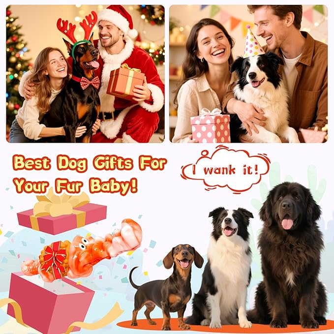 Dog Chew Toys for Aggressive Chewers: Squeaky Dog Toy to Keep Them Busy, Reduce Boredom and Consume Energy for Medium, Large Breed(Orange)