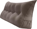 Triangular Reading Bed Rest Pillow Large Bolster Cushion Headboard Backrest Wedge Pillow with Removable Cover and Two Large Side Pockets (Cedar Brown, Queen: 59 x 8 x 20 inches)