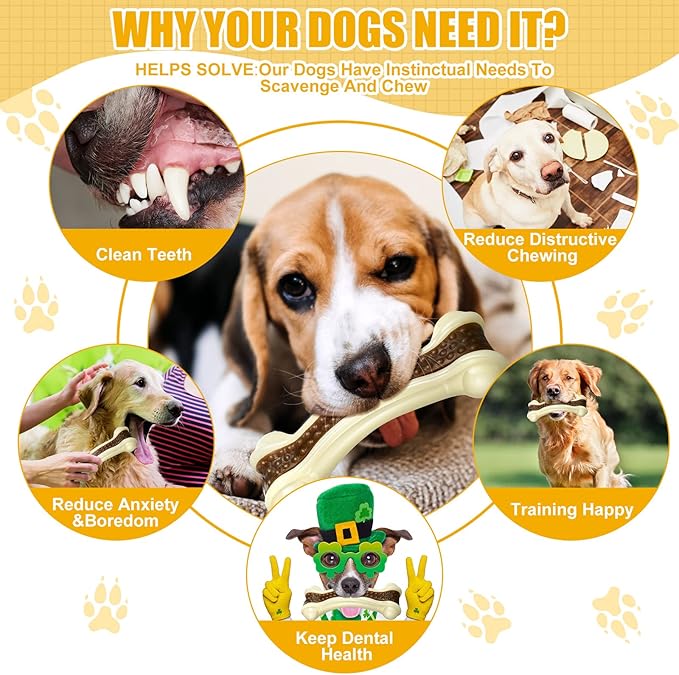 Sosation 6 Pcs Dog Toys for Aggressive Chewers Nylon Beef Flavor Bones Tough Puppy Teething Toys Puppy Chew Bones for Large Medium Small Breed Dogs Puppies Pets Chew Toys(Medium)