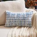 Aeckself Boho Chenille Tufted Pillow Cover 12x20 Inch, Rectangle Decorative Lumbar Throw Pillow Cover Neutral Pillowcase for Couch Bedroom Living Room, Blue White