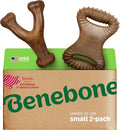 Benebone 2 Count (Pack of 1) Wishbone/Dental Durable Dog Chew Toys, Real Bacon, Made in USA, Small