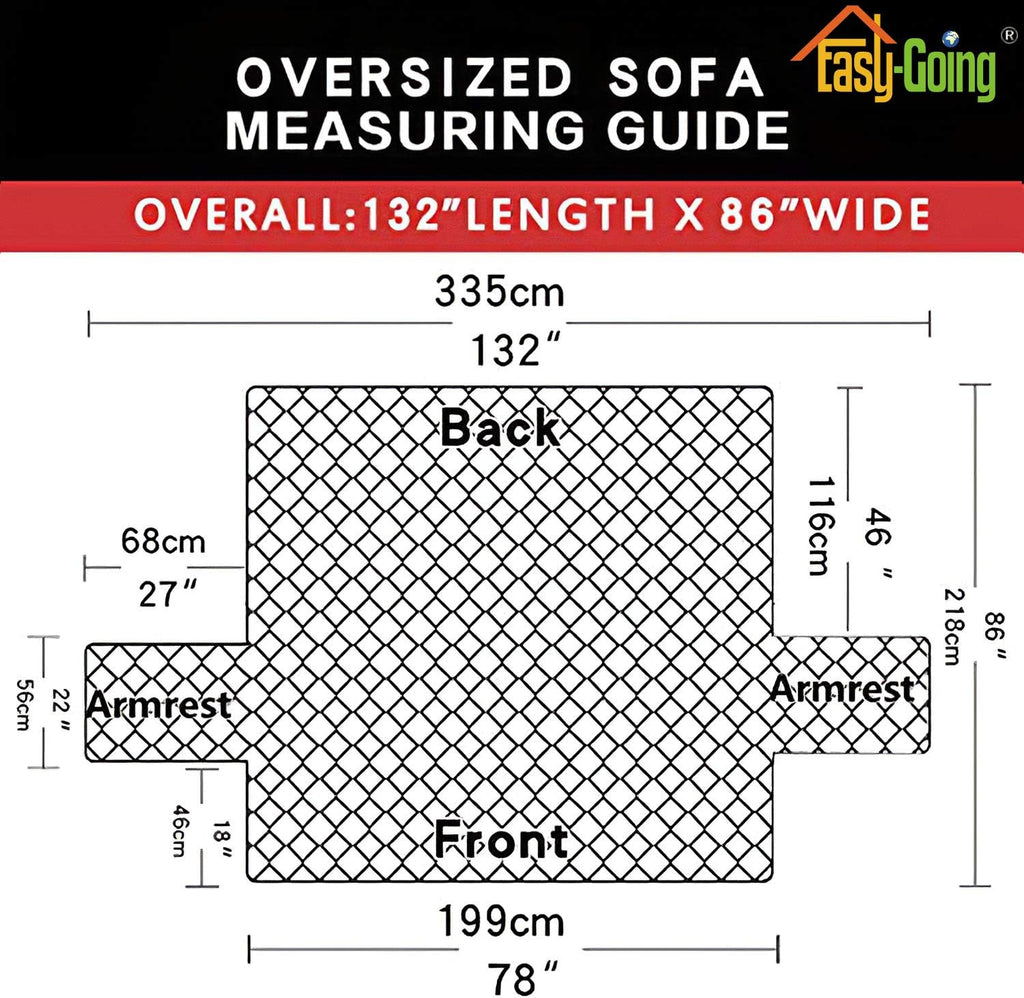 Easy-Going Reversible Oversized Couch Cover for 3 Cushion Couch Sofa Cover for Dogs Water Resistant Furniture Protector Cover with Foam Sticks for Pet (Oversized Sofa, Chocolate/Ivory)