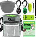 BARKIE Dog Training Kit - Treat Pouch, Pet Training Fanny Pack, 2 Puppy Training Clickers, Ultrasonic Silent Whistle, 2-in-1 Whistle Clicker, Clicker Training Guide Booklet, Dog Poop Bag (Grey)