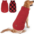 cyeollo 3XL Dog Coat, Fleece Sherpa Winter Sweater Coats, Turtleneck Dog Jacket Vest for Large Dogs with Leash Hole, Soft Reversible Pet Coats for Cold Weather, Buffalo Plaid XXXL