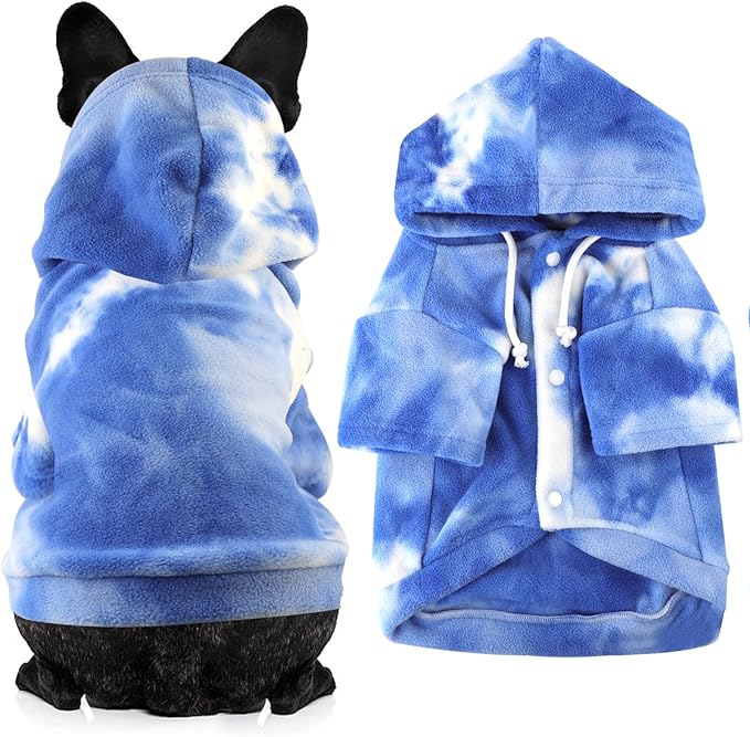 Mklhgty Tie Dye Dog Hoodie, Winter Coat for Small Dogs - Ultra-Soft Adjustable Warm Hood, Breathable Comfort Fabric for Daily Use