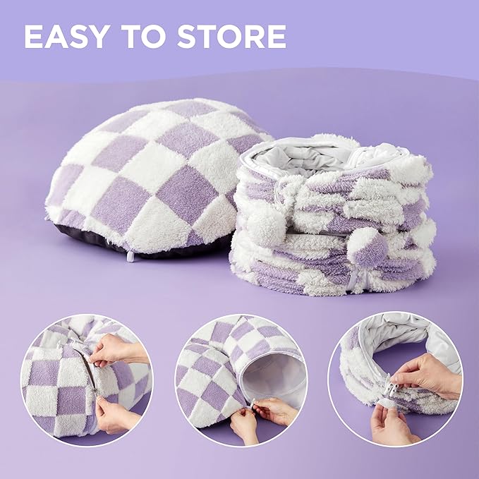 Lesure Cat Tunnel Bed for Indoor Cats - Cute Cat Donut Tunnel Toys for Small Large Cats with Washable Circle Cushion, Round Pet Peekaboo Cave Toy for Kitten/Puppy/Rabbit, Standard Purple