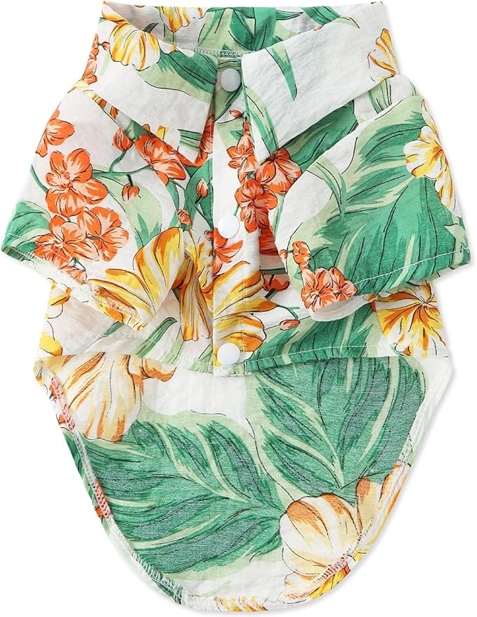 Hawaii Dog Shirt, Pet Summer T-Shirts Dog Style Floral Breathable Cool Clothes Hawaiian Shirts for Small Dogs and Cats Owner and Pet Shirts are Sold Separately