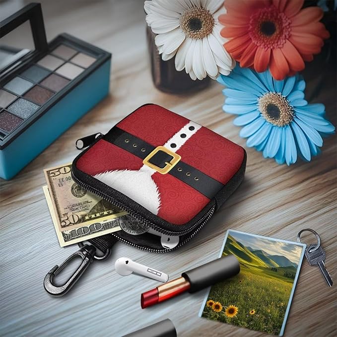 KEIAHUAN Hands Free Dog Treat Bags Training Pouch Christmas Santa Print Portable Puppy Snack Bag for Treat for Walking Hiking Traveling Doggie Doggie Snack Reward Bags for Xmas