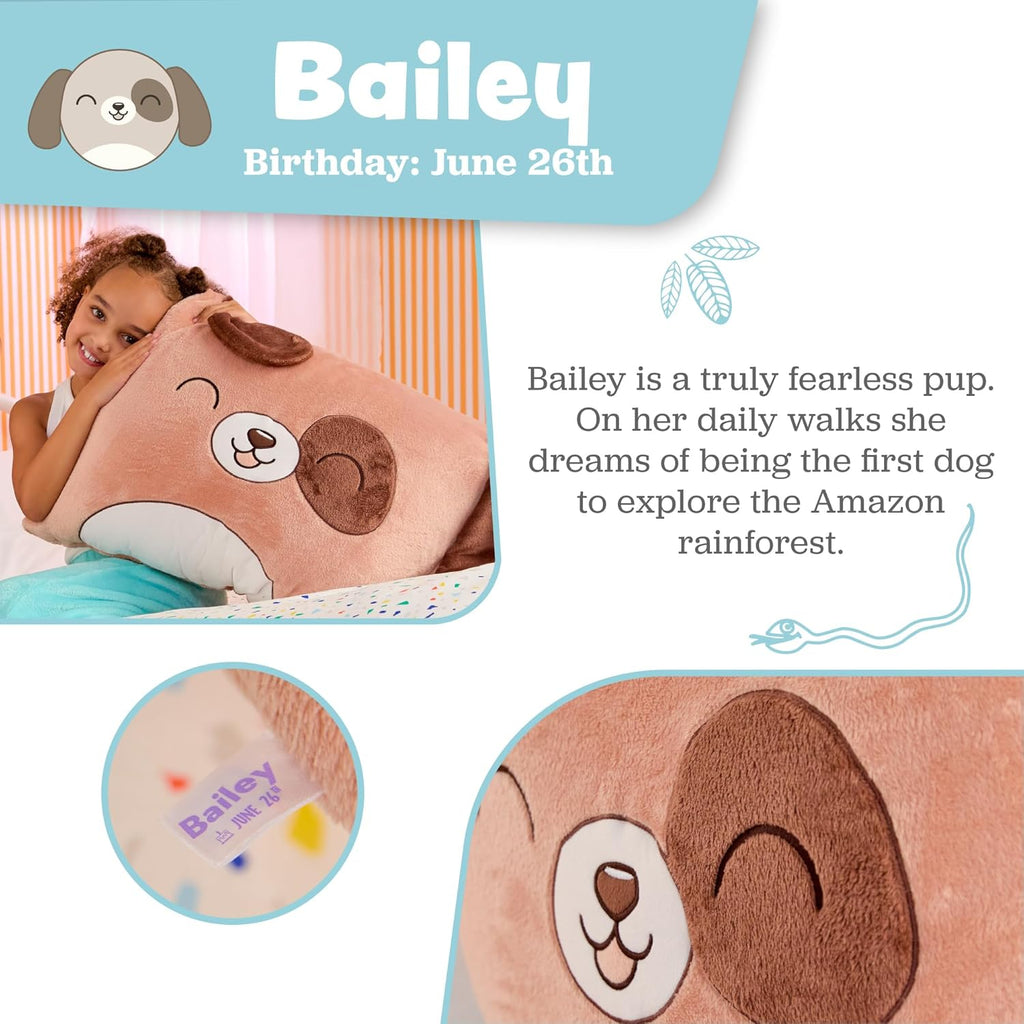 Saint Eve Kids Pillow Pals Fuzzy Pillow Case, Cute Animal Friends Soft Pillow Cover for Kids Beds and Nap Time - Bailey The Dog