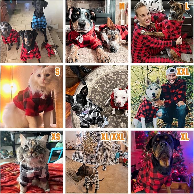 KOOLTAIL Plaid Dog Hoodie Pet Clothes Sweater with Hat and Pocket for Small Medium Large Size Dogs, Soft Winter Warm Dog Cold Weather Coat, Fleece Fall Dog Hooded Sweatshirt for Puppy Cats, Red S