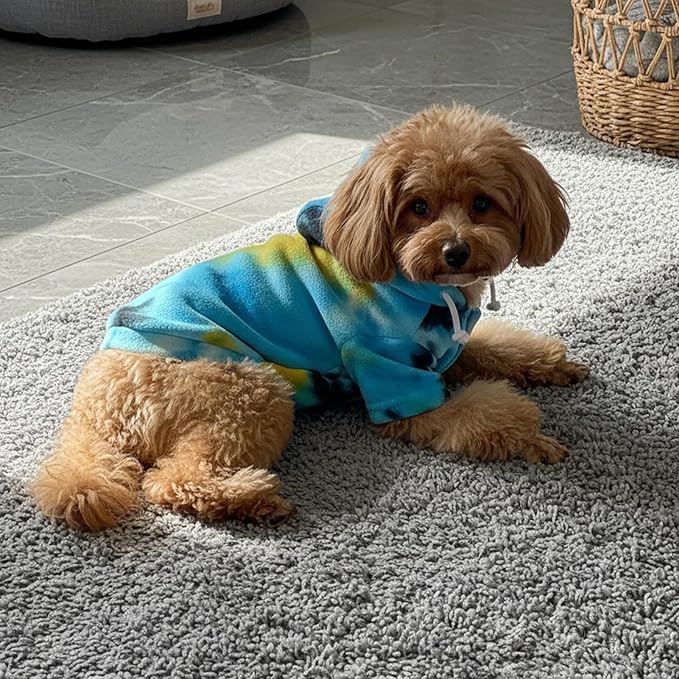 Mklhgty Tie Dye Dog Hoodie, Winter Coat for Small Dogs - Ultra-Soft Adjustable Warm Hood, Breathable Comfort Fabric for Daily Use