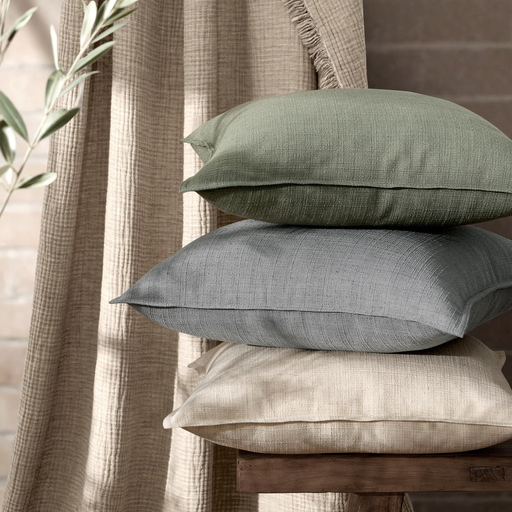 MIULEE Decorative Euro Sham Pillow Covers 26x26, 2 Pack Large Boho Farmhouse Neutral Throw Pillows for Bed, Thick Textured Modern Linen Cushion Cases Couch Sofa Living Room Home Decor, Olive Green