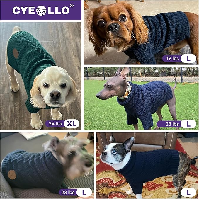 cyeollo Dog Sweater Pullover Turtleneck for Dogs, Classic Knitwear Fall Winter Cold Weather Doggie Clothes Warm Pet Apparel Small Medium Large Dog Sweaters, Royal Blue XL
