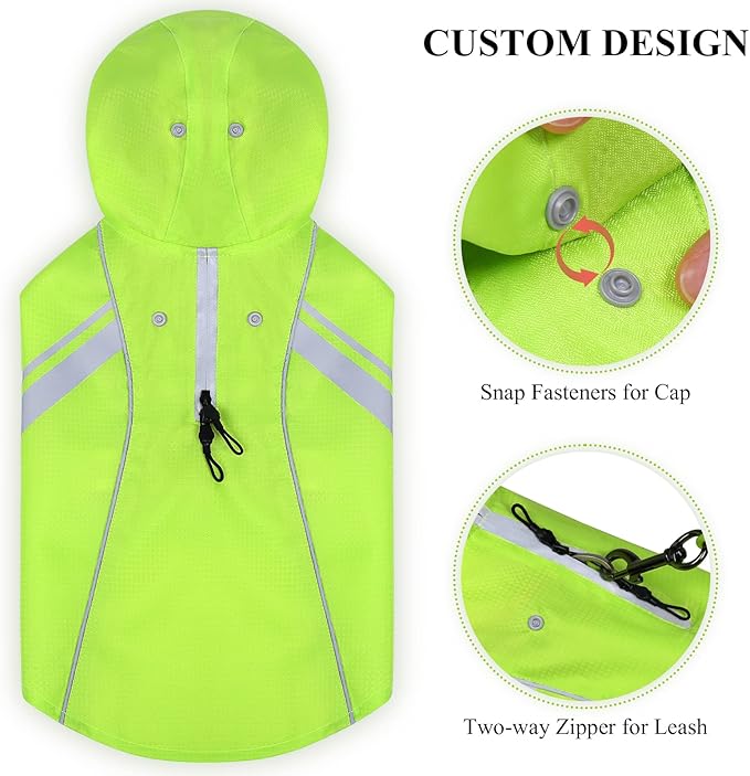 VIVAGLORY Wetoff Dog Raincoat, Rain Coat for Dog All Seasons Adventure, Rain Jacket with Harness Hole & Hood, Reflective Lightweight Waterproof for Doggy & Puppy, S, Bright Yellow