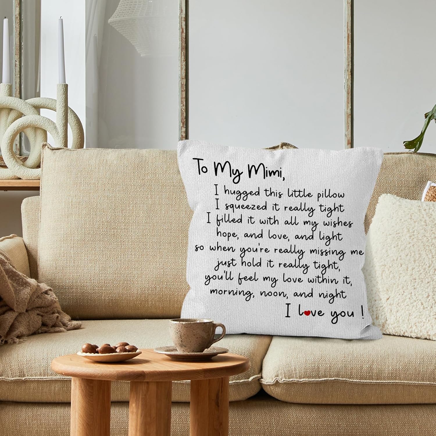 Mimi Gifts Throw Pillow Covers 18x18, Gifts for Mimi Decorative Decorations Pillow Covers for Home Bedroom Couch